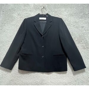 Valerie Stevens Blazer Women's 10P Black Petites Collection Single Breasted Wool